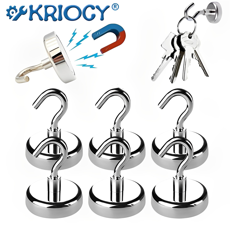Fishing Equipment Tools - Starker, leistungsstarker runder Neodym-Magnethaken, Bergungsmagnet, Halter