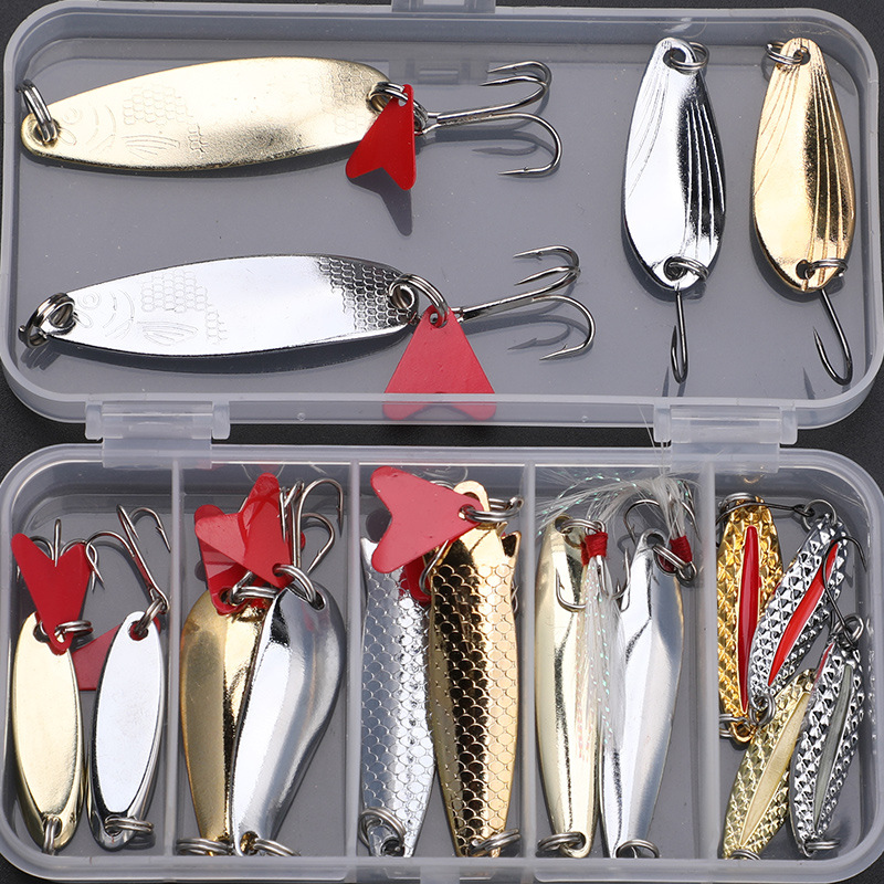 Fishing Equipment Kit - Angelköder-Set, 16-teilig, Trolling- und Jigging-Köder, Metall-Löffelköder